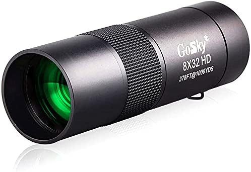 Gosky Pocket Monocular - HD Compact Metal Monoculars for Bird Watching Hunting Sports Travelling Camping Hiking and Outdoor (8x32, Black)