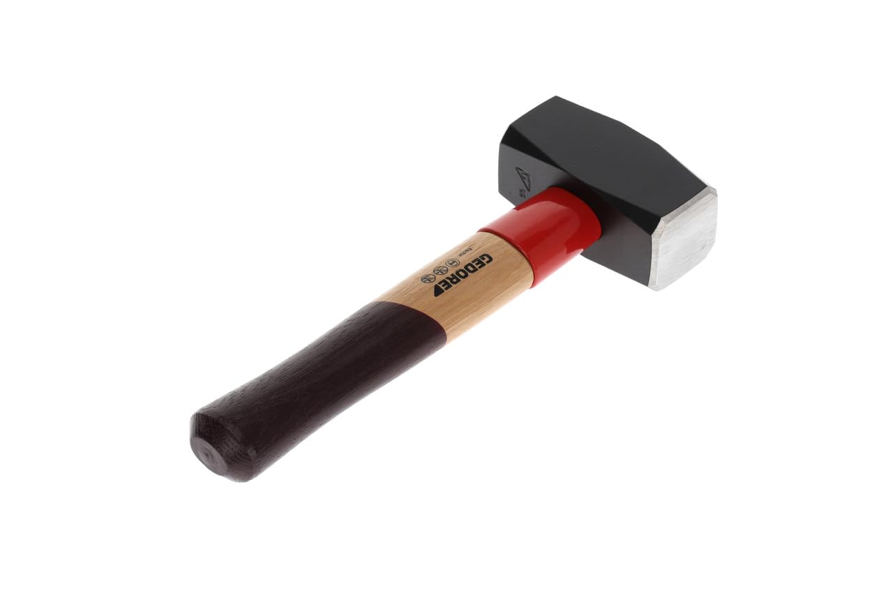 GEDORE Fäustel mit Holzgriff, 1250 g Kopfgewicht, Hammer mit Eschenstiel, Werkzeug, geschmiedet, Rotband-Plus, 620 E-1250