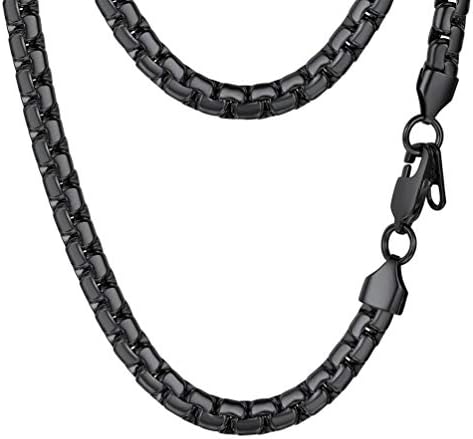 PROSTEEL Punk Jewelry Box Chain Black Necklace Neck Chain 6mm 20inch Gothic Men Boy Women Cool Chains Mens Necklace