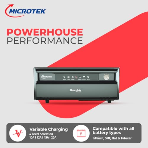 Image of Microtek Heavy Duty vTurbo New 2000 24V Inverter 1650VA /1320W Pure Digital Wave | Home & Office Power Backup, Supports Multiple Appliances, Fast Charging, Advanced Protection