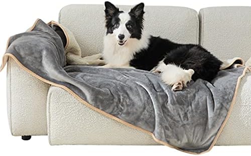 Bedsure Waterproof Dog Blankets for Extra Large Dogs - XL Cat Blanket Washable for Couch Protection, Sherpa Fleece Puppy Blanket, Soft Plush Reversible Throw Furniture Protector, 50"x60", Grey