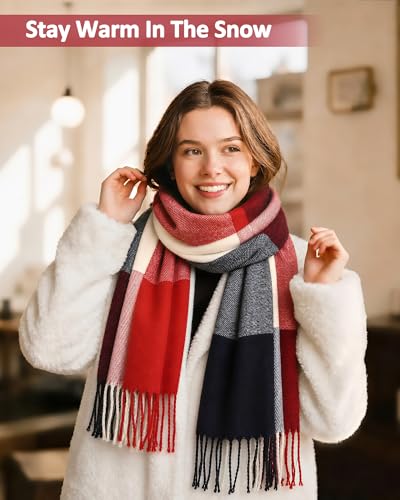 Image of Loritta Winter Scarf for Women, Long Plaid Shawl Wraps Scarves Gifts