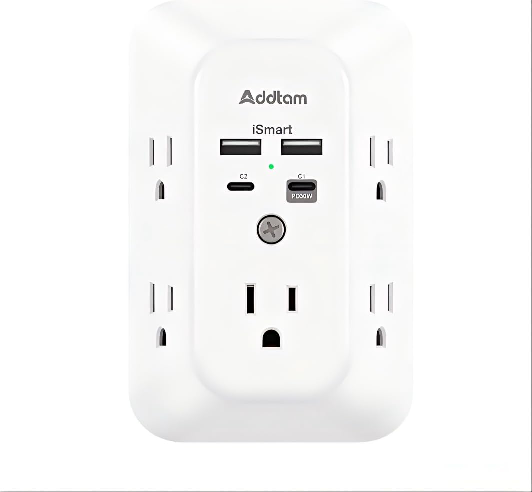 Addtam Surge Protector Outlet Extender with 5 AC and 4 USB Ports, 4.5A — Amazon image 8