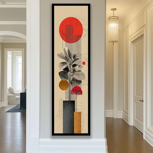 Tableau floral moderne 20x60 cm : impression abstraite sur toile verticale