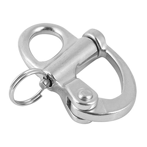 Pwshymi Snap Shackle, Stainless Steel Fixed Quick Release Snap Shackle with Round Ring, for Marine Boat, Trucks, Caravan, Trailers (16 * 69mm)