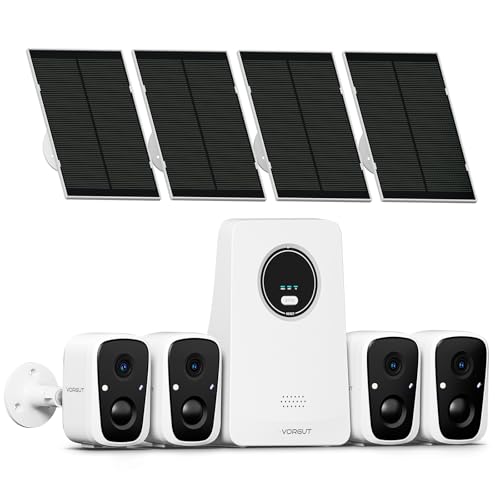 Image of Solar Cameras Wireless Outdoor, 4PCS 4MP Solar Powered Cameras for Home Surveillance Security System, Color Night Vision, 2.4G /5G WiFi 10CH NVR, No Monthly Fee with 128G SD Card
