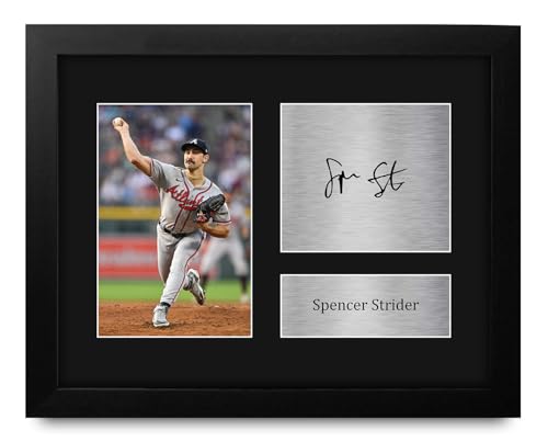 HWC Trading Spencer Strider Atlanta Braves Gifts Printed Signed Autograph Picture for Baseball Memorabilia Fans - US Letter Framed