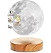 Lampada VGA a forma di luna che oscilla liberamente nell'aria, con base in legno e luce di luna della stampa 3D, per regali unici, Room Decor, luce notturna, scrivania giocattolo Tech