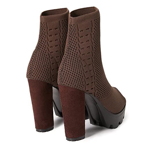 Betastella Women's Platform Chunky Peep Toe Summer Booties High Block Heel Stretch Ankle Boots Sandals4