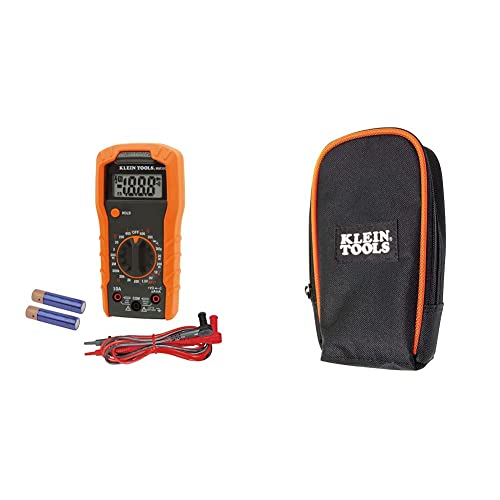 Klein Tools MM300 Multimeter, Digital Manual-Ranging Voltmeter, Tests Batteries, AC/DC, Current, Resistance, Diodes, and Continuity, 600V & 69401 Multimeter Carrying Case