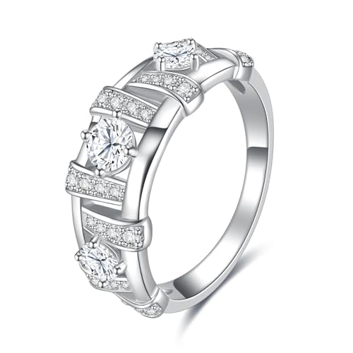 Moissanite Crossover Ring for Women 925 Sterling Silver Criss Cross Band Eternity Ring Fine Jewelry for Engagement Wedding