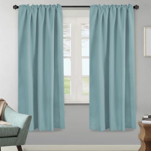Image of H.VERSAILTEX Blackout Curtains Thermal Insulated Window Treatment Panels Room Darkening Blackout Drapes for Living Room Back Tab /Rod Pocket Bedroom Draperies (2 Panels, Mineral Blue, 52 x 72 Inch)