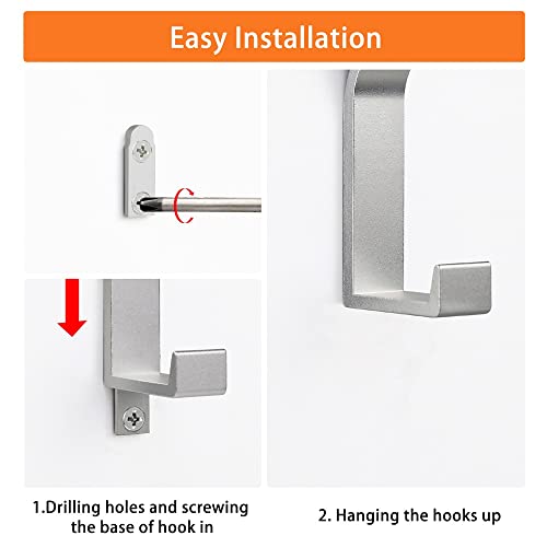 KYOEON Coat Rack Hooks Wall Mounted, Silver 6Packs, Bath Towel Rope Hooks for Kitchen, Door, Cabinet, Bathroom, Foyers, Hallways, and Bedrooms by KYOEON - Used condition - Image 5