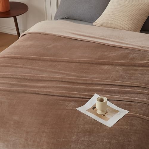 COOVA Oversized King Fleece Blanket 120x120 inches, Soft Cozy Warm Giant Extra Large 10'x10' Blanket for Bed, Sofa, Couch,Travel, Camping, California Huge Flannel Big Throw Blanket, Brown