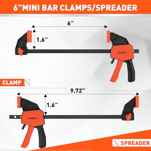 HORUSDY 8-Pack Bar and Spring Clamps for Woodworking - 4 Pieces 6" Bar, 4 Pieces 4" Spring, 75 LBS Load Limit, Quick F Clamp Set - Image 4