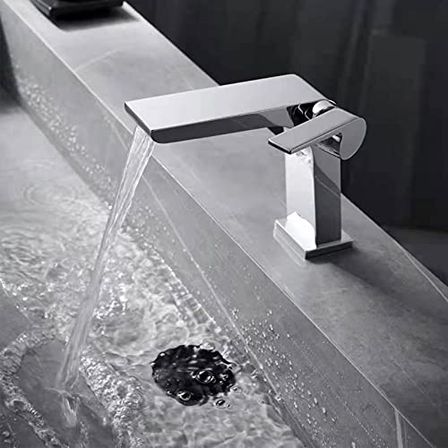 Robinets en laiton cascade chrome de style simple pour vasque design - 6