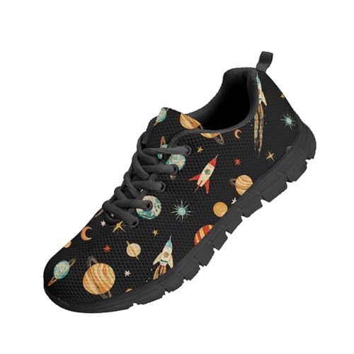 SYtrade Women's Lace Up Running Shoes Lightweight Gym Sneakers Black Sole