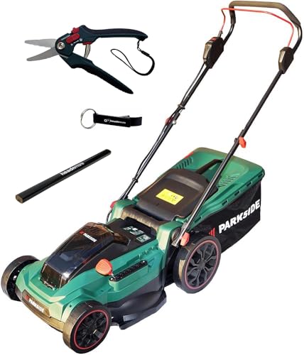 HEADNMORE Offerta per tosaerba a batteria Parkside 40 V PRMA 40 – 40 cm larghezza di taglio 50 l – senza batteria e caricatore + HEADNMORE & Calze da lavoro Parkside (+forbici universali)