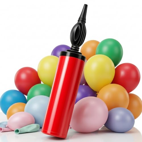 Image of Partycat Manual Balloon Pump with 25 Multicolor Latex Balloons - Fast Inflation, Durable Party Starter Kit for Birthdays, Anniversaries, Baby Showers, Festive Decorations & More