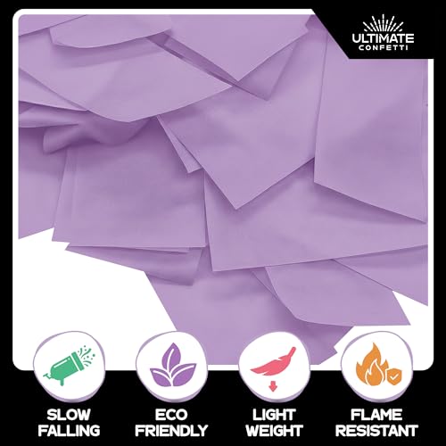 Image of Ultimate Confetti, Lavender Purple Biodegradable Confetti - Rectangular Flame-Resistant and Slow-Falling Tissue Paper Confetti for Cannon and Launcher use - Best for Celebrations - 1 lb, 16 oz