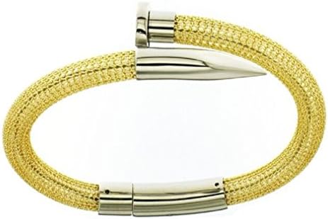 Vice Bracelet Silver Nail Design Gold Stainless Steel Mesh Large 8.0 inch