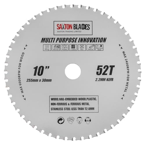 Lame scie circulaire versatile 255 mm 52 dents compatible Bosch Dewalt Makita Ryobi TCT
