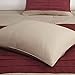 Madison Park Palmer Comforter Set-Luxury Faux Suede Design, Striped Accent, All Season Down Alternative Bedding, Matching Shams, Decorative Pillow, Bed Skirt, Queen (90 in x 90 in), Red 7 Piece