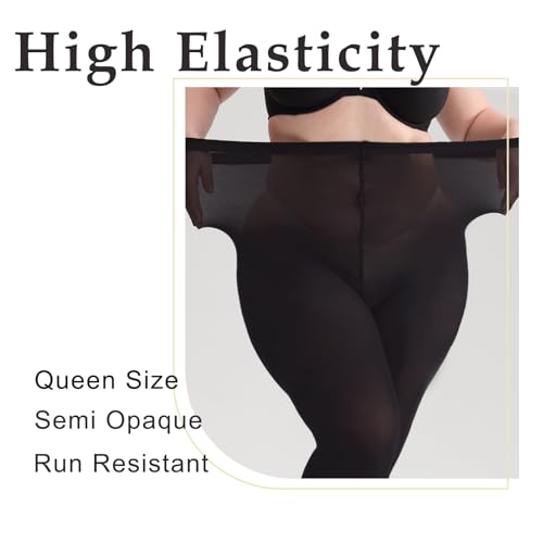 Image of Women's Plus Size Tights High Waist Sheer Semi Opaque Ultra-Soft Pantyhose XL, 2XL, 3XL, 4XL