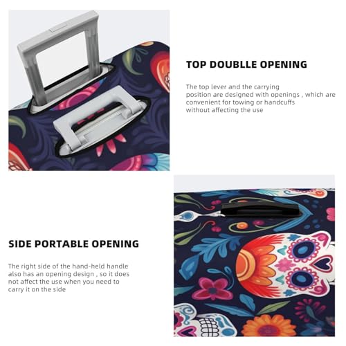 Colorful Sugar Skull Flower Luggage Cover Elastic Travel Suitcase Covers, Anti Scratch Dust Proof Baggage Covers, Fits 18-21 inch Suitcases4