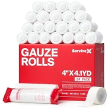 SurviveX - 4" Stretch Gauze Roll Conforming Medical Bandage Wrap for Wound Care, First Aid, and Injury Dressing, 24 Count