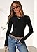 PRETTYGARDEN Womens 2025 Summer Fall Long Sleeve Shirts Ribbed Knit Fitted Basic Tee Going Out Tops Underscrub Casual Outfits (Black,Medium)