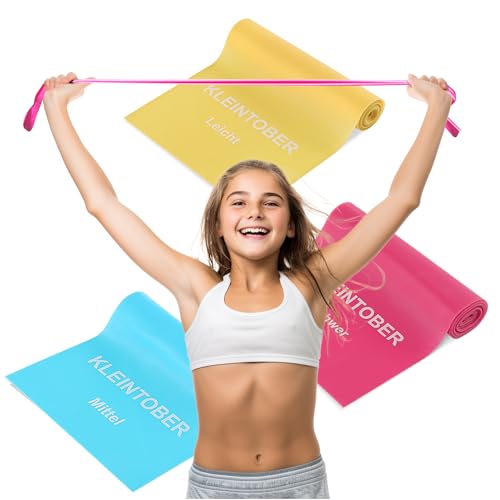 Kleintober Fitnessbänder für Kinder, Jugendliche, Senioren I Resistance Bands I Widerstandsbänder Anfänger, Kinder, Senioren I leichte Widerstandstufen I Gymnastikband I Trainingsbänder