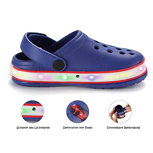 Viyear Toddler's Led Clog Flash Lighted Sandals Shoes Summer Breathable Slippers For Children Girls Boys Blue 28 #TOP4