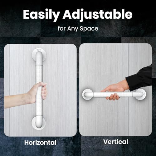Image of AGEasy (Max Group) Anti Slip Grab Bar (18 inches) | Staniless Steel Grab Rail with Nylon Grip | Heavy Duty Safety Handle for Bathroom /Toilet Handrail for Seniors, Handicap & Pregnant Women