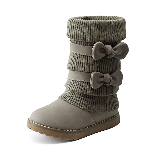 DREAM PAIRS Girl's Winter Snow Boots Faux Fur Lined Mid Calf Shoes 8 Toddler Grey/Pu