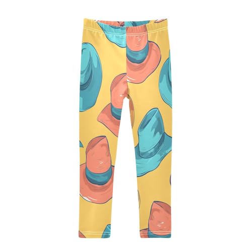 Bolaz Toddler Girls Leggings Printed Yoga Pants Leggings Blue Yellow Hat for Kids