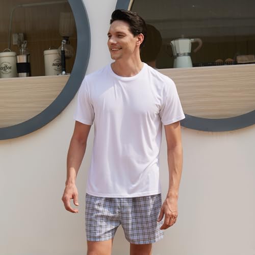 BAMBOO COOL Men's Woven Boxer Shorts,Classic Relaxed Fit,Lightweight Plaid Boxers underwear,6 Pack2