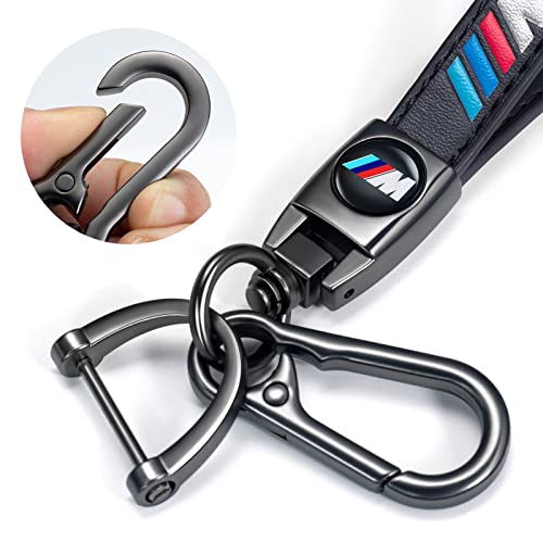 Dresleep Genuine Leather Car Key Chain Metal Car Keyring Keychain Compatible With Bmw M Series M1 M3 M5 X1 X5 X6 Z4 3 5 7 Series,Car Key Fob Accessory Men Women,Black. #TOP2