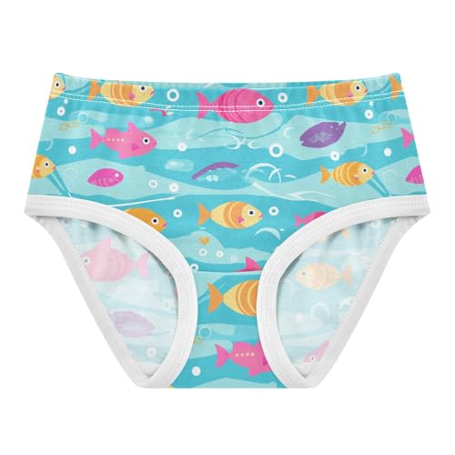 Wusikd Fish Waves Girls' Underwear Cotton Colorful Girls Briefs Soft Toddler Underwear 2T