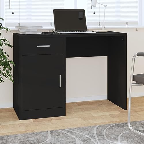 Bureau avec espace de rangement et tiroir table de travail compacte en bois - 2