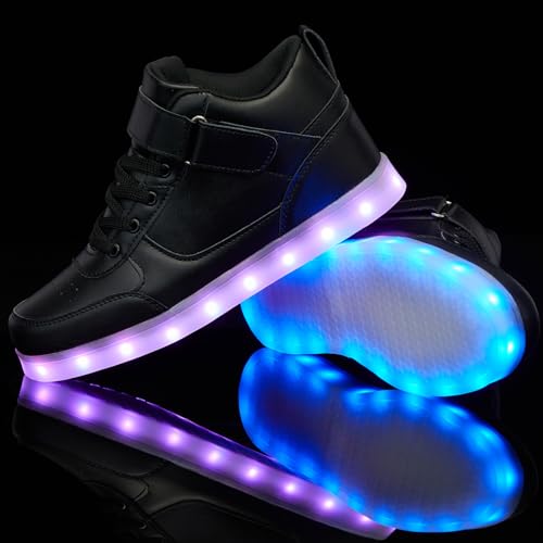 Image of SANYES LED Light Up Shoes for Men Women, USB Rechargeable High Top Glowing Sneakers, Luminous Dancing Shoes