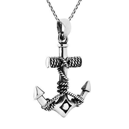 Aeravida Beautiful Nautical Anchor And Rope .925 Sterling Silver Pendant Necklace #TOP1