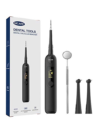 NICARE Plaque Remover for Teeth - Sonic Electric Tooth Cleaner, Tartar Calculus Tooth Stain Remover Cleaning Tool Kit, Safe for Adult Kids