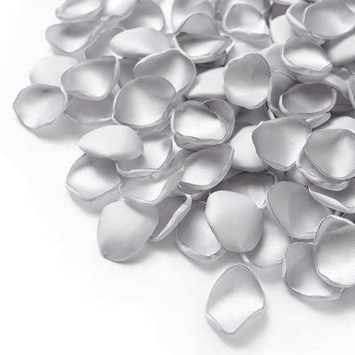 Ling's moment Rose Petals, Silk Flower Petals 200 Pcs Silver
