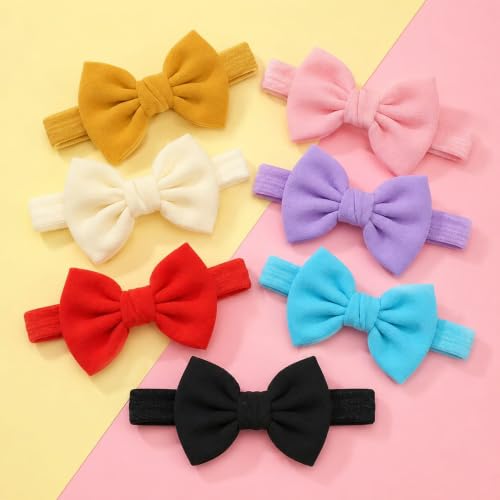 Image of Babymoon pack of 7 | Kid's Cotton Shiny Bow Knot Hairband for Hair Accessories | Multicolor