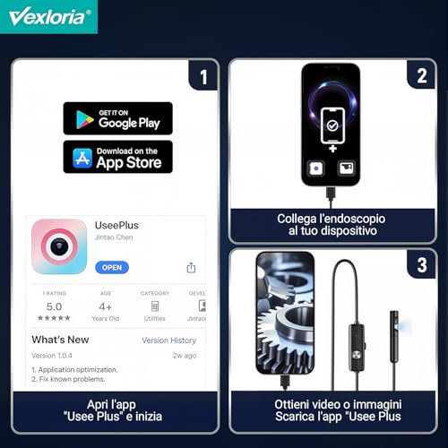 Vexloria Endoscopio Per Smartphone, Doppia Lente 1920P Hd Telecamera Endoscopica, IP68 Impermeabile Endoscopio Con 8 Led Cavo Semirigido, Non C'è Bisogno Di Wi-Fi Compatibile Con Ios E Android - 6