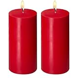 2 Pack 3x6 Inch Red Unscented Pillar Candles...