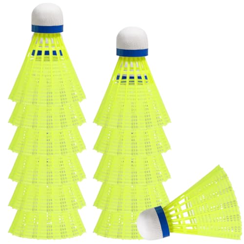 Volantes de Bádminton, 12PCS Volante de Nailon Duradero para Bádminton con Estabilidad Shuttlecock y Durabilidad, Plástico Bádminton Balls de Pluma para Exteriores e Interiores