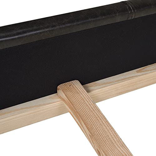 Jennifer Taylor Home Anastasia Upholstered Shelter Headboard Bed Set, King, Vintage Black Brown Faux Leather #TOP6