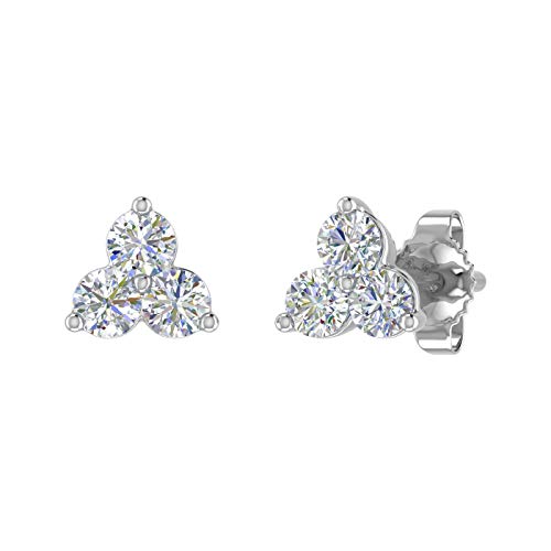 3-Stone Diamond Stud Earrings in 14K Gold (0.31 Carat)